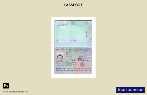 listo para imprimir pasaporte de Panamá nueva plantilla actual